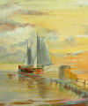 Copy of an East Anglian coastal painting- Size 54mm x 38mm